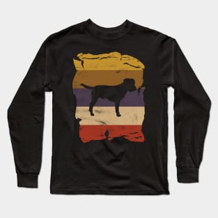 Border Terrier Distressed Vintage Retro Silhouette Long Sleeve T-Shirt